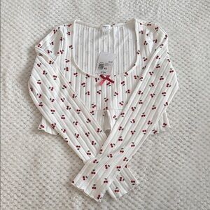 Forever 21 White Top with Cherry Pattern